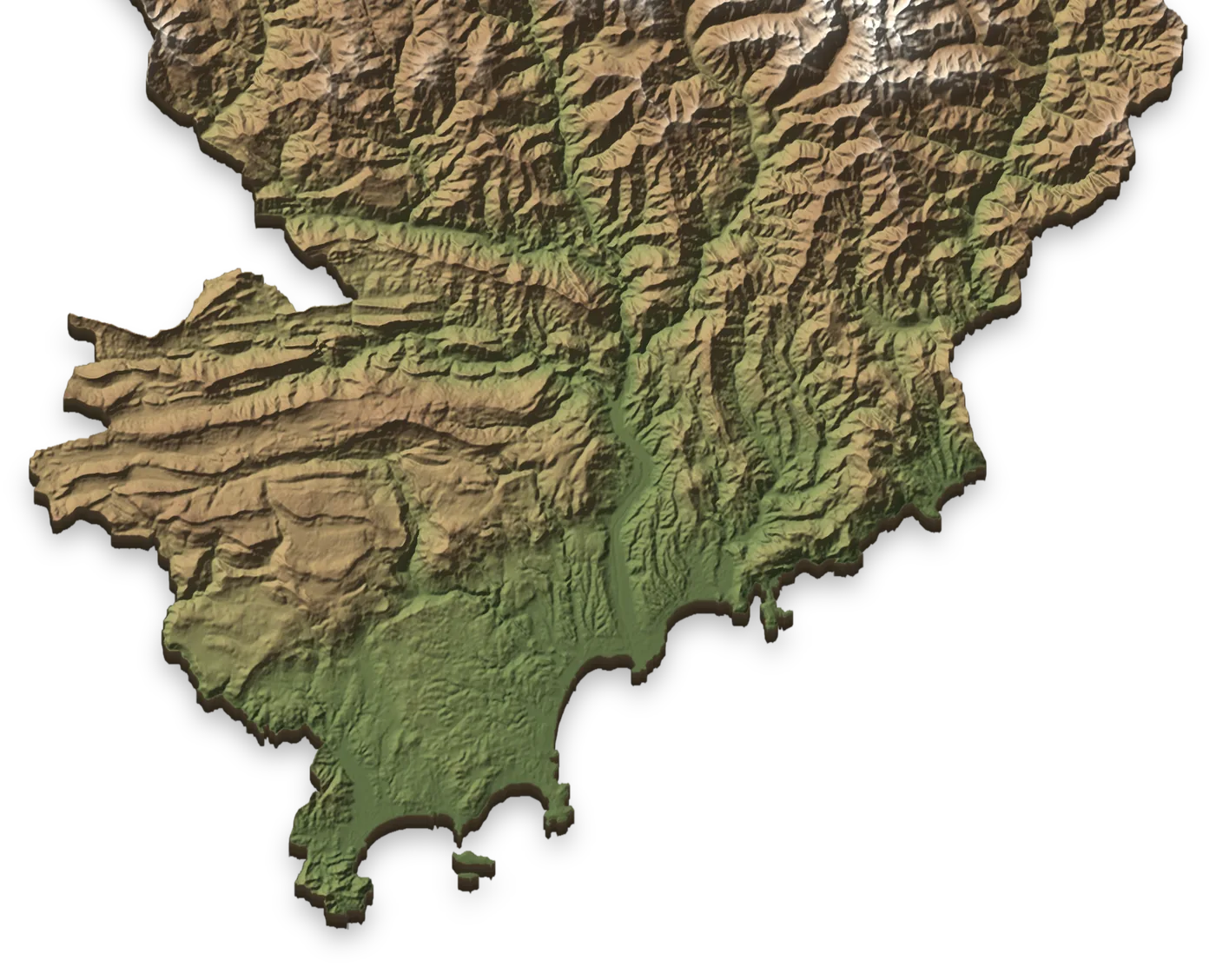 Relief des Alpes-Maritimes, de Menton à Cannes